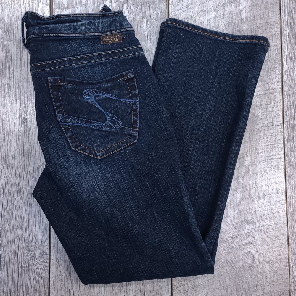 Silver Jeans Suki Capri Womens 27 Dark Blue Indigo Mid Rise Embroidered Pockets